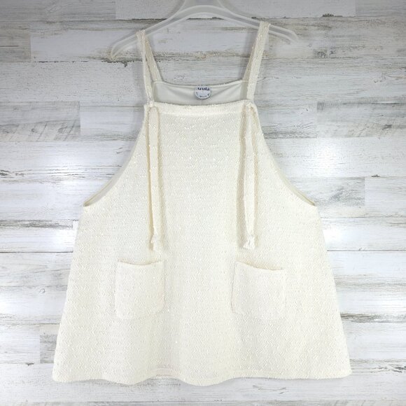 ARULA Ivory Shine Skirtall Dress PLUS SIZE 2X Ivory Coastal Feminine Texture EUC - Picture 2 of 16